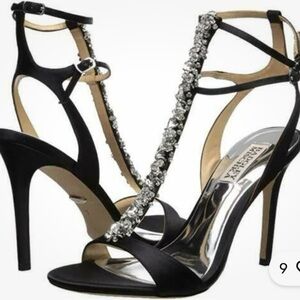 Badgley Mischka Black Heels with Silver Embellishments
